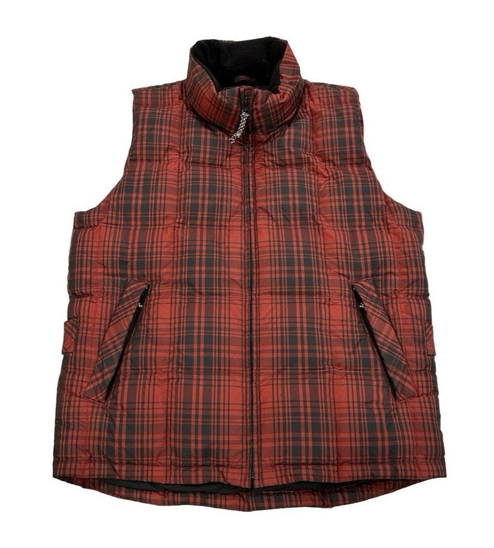 Eddie Bauer Womens Goose Down Vest Size S Red Plaid Puffer Weatheredge Insulated
